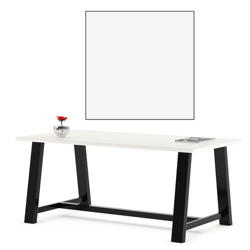 Image of KFI Studios 840031900241 Midtown Dining Table with Four Navy Kool Series Chairs, 36 x 72 x 30, Designer White