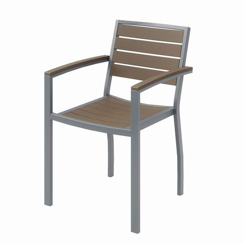 Image of KFI Studios 840031918543 Eveleen Outdoor Patio Table with Four Mocha Powder-Coated Polymer Chairs, Square, 32", Mocha