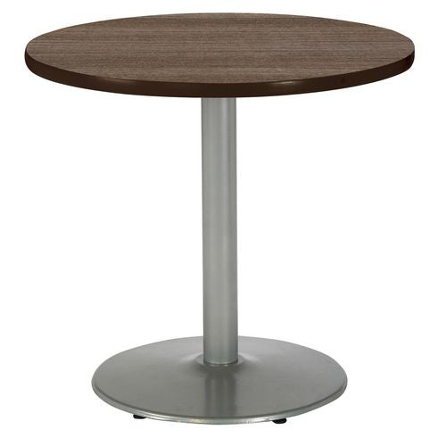 Image of KFI Studios 811774036917 Pedestal Table with Four Coral Kool Series Chairs, Round, 36" Dia x 29h, Studio Teak