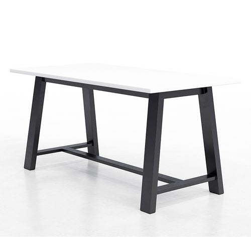 Image of KFI Studios 840031900616 Midtown Bistro Dining Table with Four Brownstone Kool Barstools, 36 x 72 x 41, Designer White