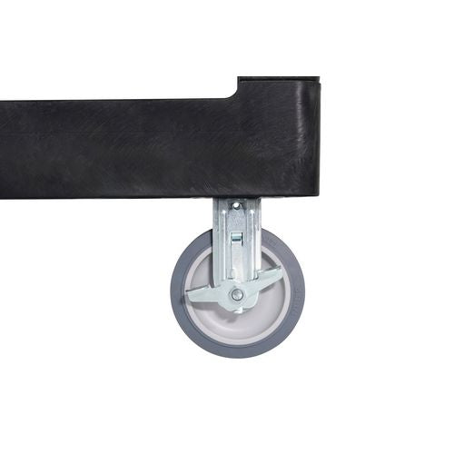 Image of Rubbermaid® Commercial 2203280 BRUTE 3-Shelf Heavy-Duty Ergo Flat Utility Cart, Plastic, 3 Shelves, 600 lb Capacity, 25.24" x 48.63" x 46.18", Black