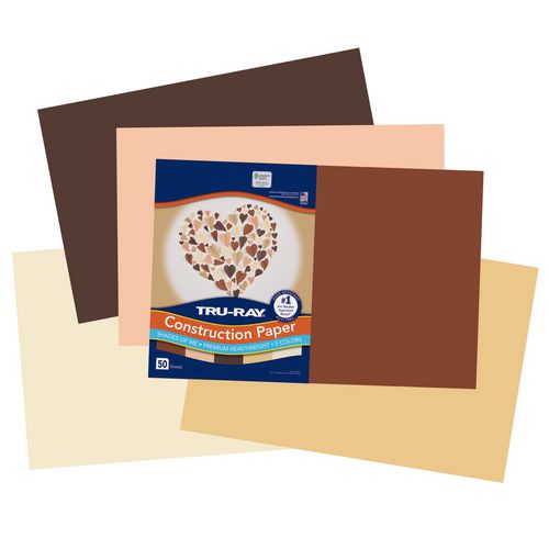 Image of Pacon® P102950 Tru-Ray Construction Paper, 70 lb Text Weight, 12 x 18, Assorted Skin Tone Colors, 50/Pack