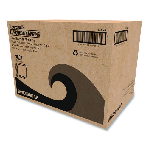 Image of Boardwalk® 4514 1/4-Fold Lunch Napkins, 1-Ply, 12 x 12, White, 500/Pack, 6 Packs/Carton