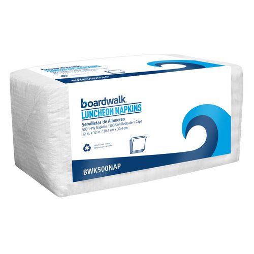 Image of Boardwalk® 4514 1/4-Fold Lunch Napkins, 1-Ply, 12 x 12, White, 500/Pack