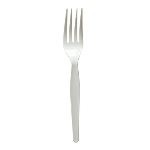 Image of BoardwalkÂ® Heavyweight Wrapped Polystyrene Cutlery, Fork, Plastic, White, 1,000/Carton