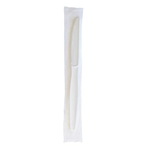 Image of BoardwalkÂ® Heavyweight Wrapped Polystyrene Cutlery, Knife, Plastic, White, 1,000/Carton