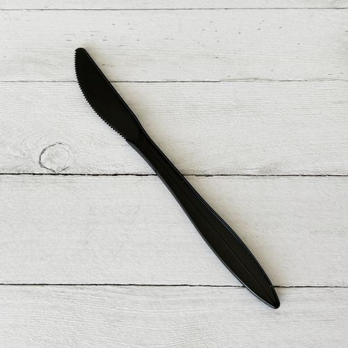 Image of BoardwalkÂ® Mediumweight Polypropylene Cutlery, Knife, Plastic, Black, 1,000/Carton