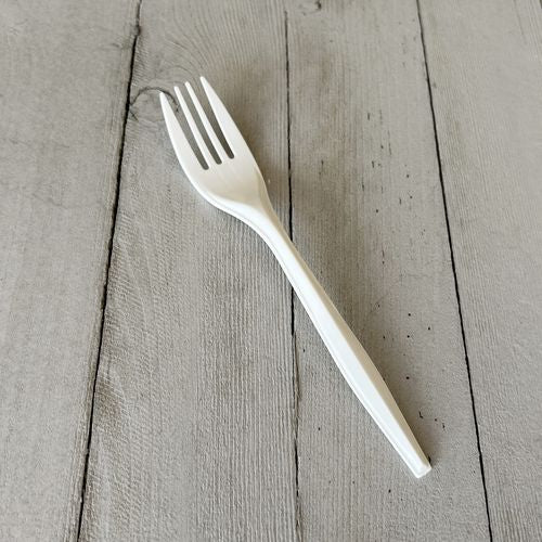 Image of Boardwalk® BWKFORKPPMW Mediumweight Polypropylene Cutlery, Fork, 5.51", Plastic, White, 1,000/Carton