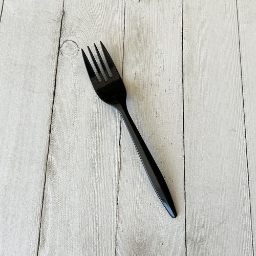 Image of Boardwalk® BWKFORKBLPP Mediumweight Polypropylene Cutlery, Fork, Plastic, Black, 1,000/Carton