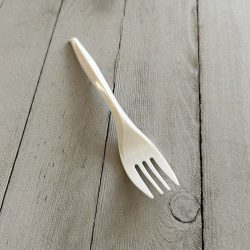 Image of Boardwalk® BWKFORKPPMW Mediumweight Polypropylene Cutlery, Fork, 5.51", Plastic, White, 1,000/Carton
