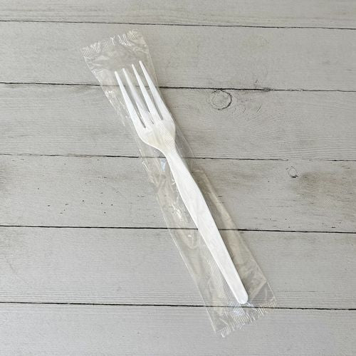 Image of BoardwalkÂ® Heavyweight Wrapped Polystyrene Cutlery, Fork, Plastic, White, 1,000/Carton