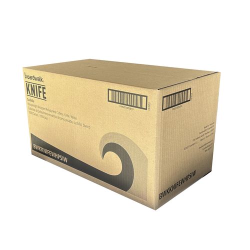 Image of BoardwalkÂ® Heavyweight Wrapped Polystyrene Cutlery, Knife, Plastic, White, 1,000/Carton