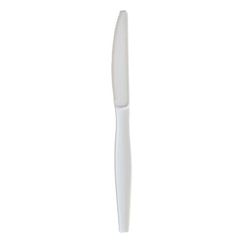 Image of BoardwalkÂ® Heavyweight Wrapped Polystyrene Cutlery, Knife, Plastic, White, 1,000/Carton
