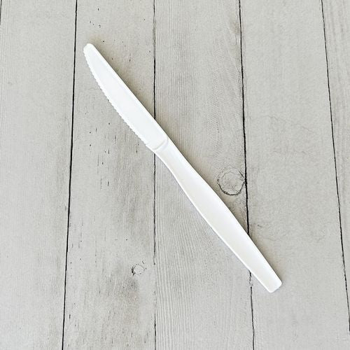 Image of BoardwalkÂ® Heavyweight Wrapped Polystyrene Cutlery, Knife, Plastic, White, 1,000/Carton