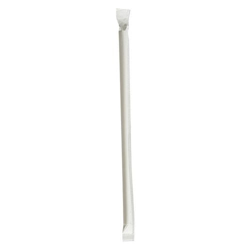 Image of Boardwalk® BWKPPRSTRWIW Wrapped Jumbo Paper Straws, 7.75", Paper, White, 320/Pack, 4 Packs/Carton