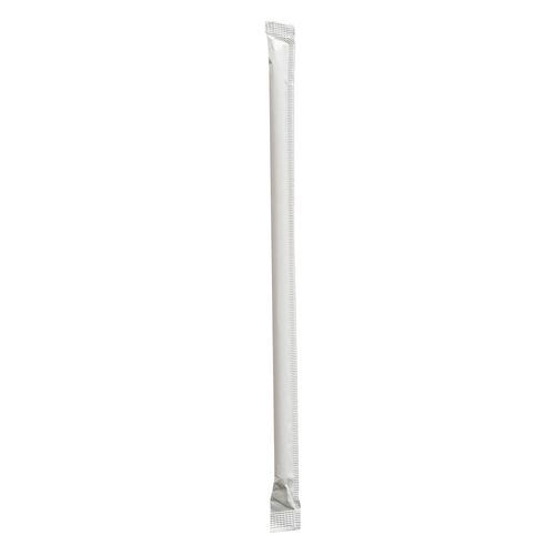 Image of Boardwalk® BWKGSTW775RW Wrapped Giant Straws, 7.75", Polypropylene, Red/White Striped, 300/Pack, 24 Packs/Carton