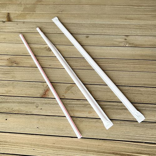 Image of Boardwalk® BWKGST1025RW Wrapped Giant Straws, 10.25", Polypropylene, Red/White Striped, 300/Pack, 4 Packs/Carton