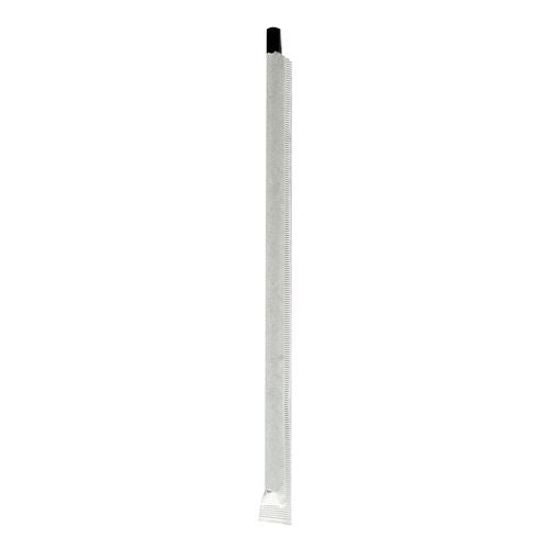 Image of Boardwalk® BWKPPRSTRWBLIW Wrapped Jumbo Paper Straws, 7.75", Paper, Black, 320/Pack, 4 Packs/Carton