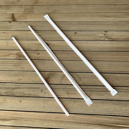 Image of Boardwalk® BWKJSTW1025RW Wrapped Jumbo Straws, 10.25", Polypropylene, Red/White Striped, 500/Pack, 4 Packs/Carton