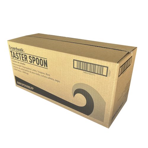 Image of Boardwalk® BWKSPOONBLPP Mediumweight Polypropylene Cutlery, Spoon, Plastic, Black, 1,000/Carton