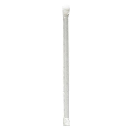 Image of Boardwalk® BWKPPRSTRWBLIW Wrapped Jumbo Paper Straws, 7.75", Paper, Black, 320/Pack, 4 Packs/Carton