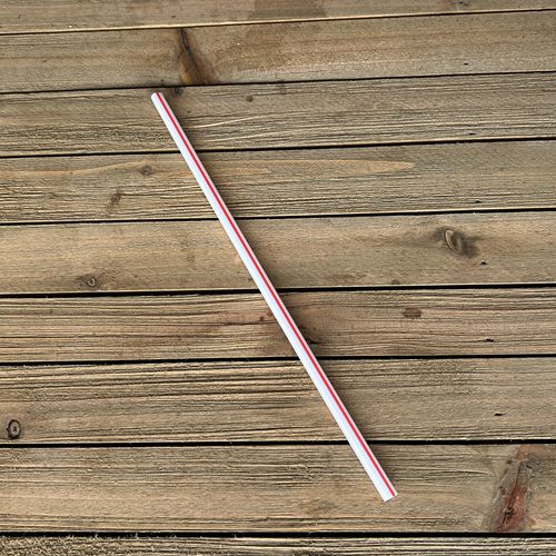 Image of Boardwalk® BWKJSTUW775RW Jumbo Straws, 7.75", Polypropylene, Red/White Striped, 250/Pack, 50 Packs/Carton