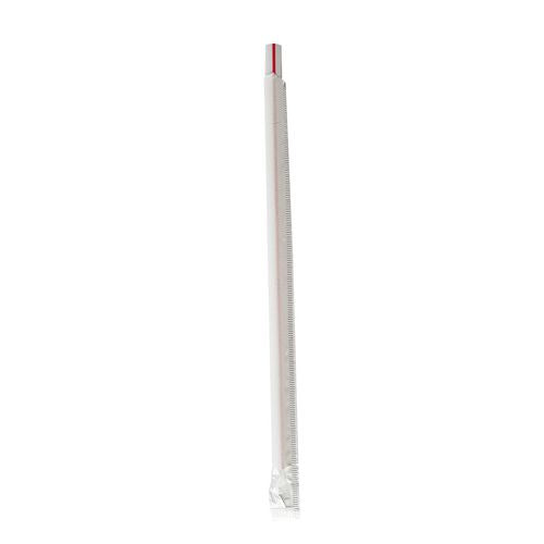 Image of Boardwalk® BWKGSTW775RW Wrapped Giant Straws, 7.75", Polypropylene, Red/White Striped, 300/Pack, 24 Packs/Carton