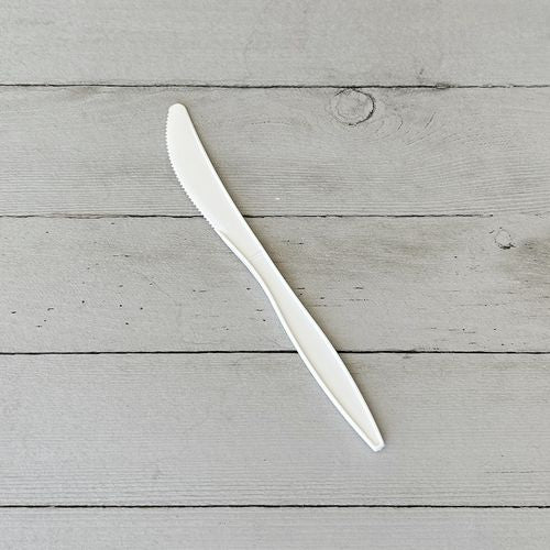 Image of Boardwalk® BWKKNIFEPPMW Mediumweight Polypropylene Cutlery, Knife, 5.86", Plastic, White, 1,000/Carton