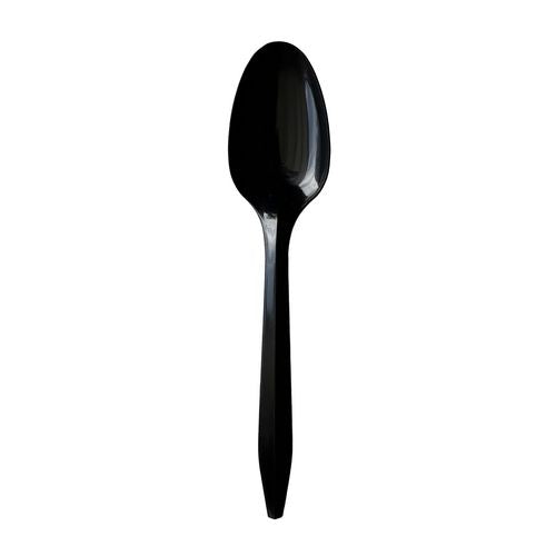 Image of Boardwalk® BWKSPOONBLPP Mediumweight Polypropylene Cutlery, Spoon, Plastic, Black, 1,000/Carton