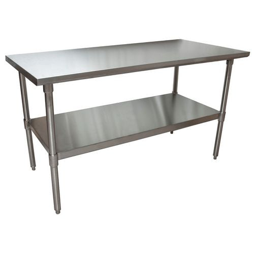 Image of BK Resources 2VT-6030 Stainless Steel Flat Top Work Tables, 60w x 30d x 36h, Silver, 2/Pallet