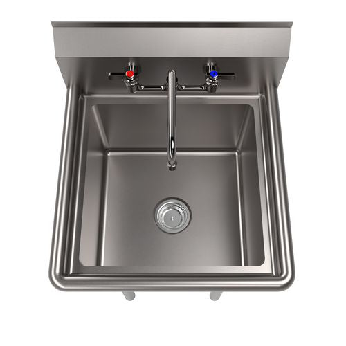 Image of BK Resources BKS11812PG Stainless Steel Sink and Faucet Bundle, Sink/Faucet/Faucet Mounting Kit/Drain, 18" L x 18" W x 14" D