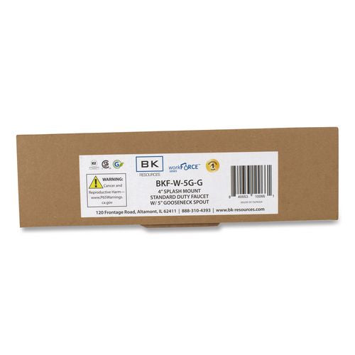 Image of BK Resources BKF-W-5G-M WorkForce Standard Duty Faucet, 9.5" Height/5" Reach, Chrome-Plated Brass