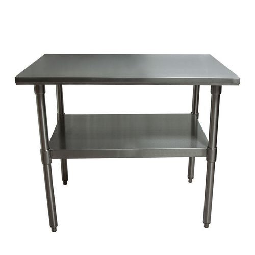 Image of BK Resources 2VT-4824 Stainless Steel Flat Top Work Tables, 48w x 24d x 36h, Silver, 2/Pallet