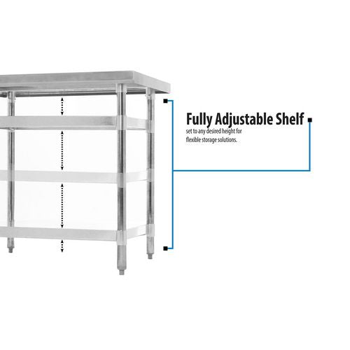 Image of BK Resources 2VT-4824 Stainless Steel Flat Top Work Tables, 48w x 24d x 36h, Silver, 2/Pallet