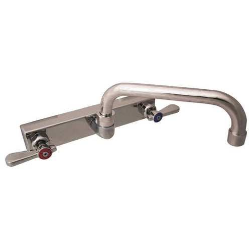 Image of BK Resources EVO-8SM-8 Evolution Splash Mount Stainless Steel Faucet, 4.63" Height, 8" Reach, Stainless Steel
