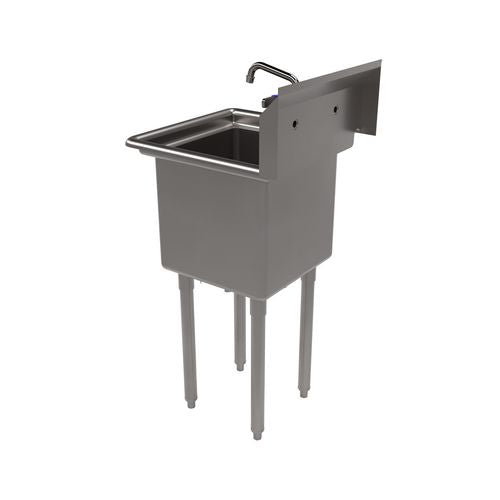 Image of BK Resources BKS11514PG Stainless Steel Sink and Faucet Bundle, Sink/Faucet/Faucet Mounting Kit/Drain, 15" L x 15" W x 14" D