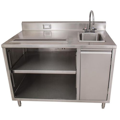 Image of BK Resources BEVT-3072R Stainless Steel Beverage Table with Right Sink, Rectangular, 30" x 72" x 41.5", Silver Top, Silver Base/Legs