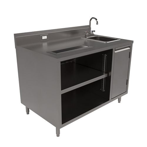 Image of BK Resources BEVT-3048R Stainless Steel Beverage Table with Right Sink, Rectangular, 30" x 48" x 41.5", Silver Top, Silver Base/Legs