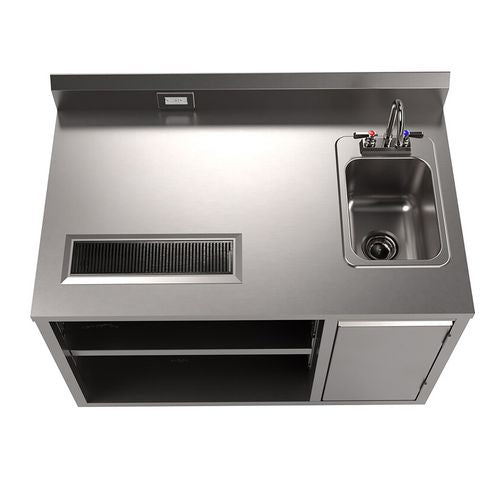 Image of BK Resources BEVT-3048R Stainless Steel Beverage Table with Right Sink, Rectangular, 30" x 48" x 41.5", Silver Top, Silver Base/Legs