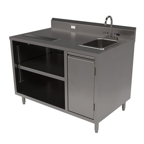 Image of BK Resources BEVT-3048R Stainless Steel Beverage Table with Right Sink, Rectangular, 30" x 48" x 41.5", Silver Top, Silver Base/Legs