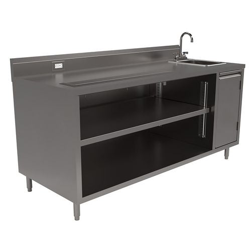 Image of BK Resources BEVT-3072R Stainless Steel Beverage Table with Right Sink, Rectangular, 30" x 72" x 41.5", Silver Top, Silver Base/Legs