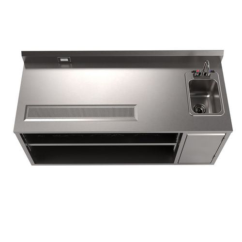 Image of BK Resources BEVT-3072R Stainless Steel Beverage Table with Right Sink, Rectangular, 30" x 72" x 41.5", Silver Top, Silver Base/Legs