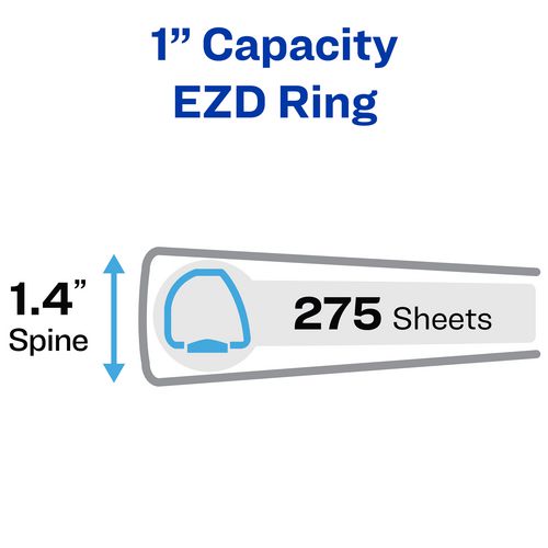Image of Avery® 68054 Framed View Heavy-Duty Binders, 3 Rings, 1" Capacity, 11 x 8.5, Black, 12/Carton