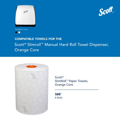Image of Scott® 47091 Slimroll Manual Towel Dispenser, 12.65 x 13.02 x 7.18, White