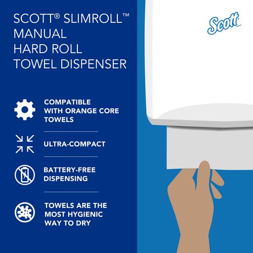 Image of Scott® 47091 Slimroll Manual Towel Dispenser, 12.65 x 13.02 x 7.18, White