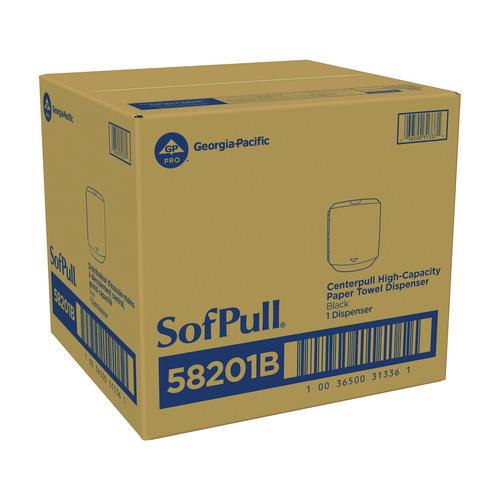 Image of Georgia Pacific® Professional 58201B SofPull CenterPull Hand Towel Dispenser, 10.13 x 10.58 x 11.33, Black