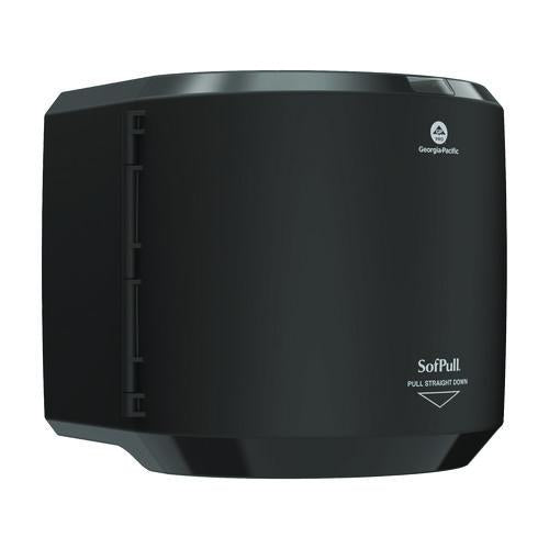 Image of Georgia Pacific® Professional 58201B SofPull CenterPull Hand Towel Dispenser, 10.13 x 10.58 x 11.33, Black
