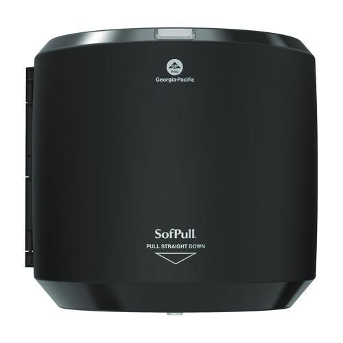 Image of Georgia Pacific® Professional 58201B SofPull CenterPull Hand Towel Dispenser, 10.13 x 10.58 x 11.33, Black