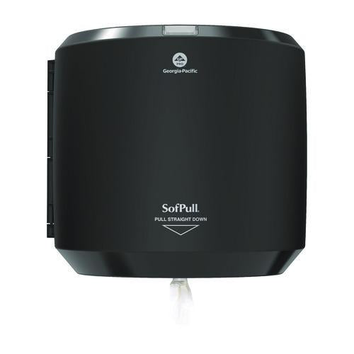 Image of Georgia Pacific® Professional 58201B SofPull CenterPull Hand Towel Dispenser, 10.13 x 10.58 x 11.33, Black