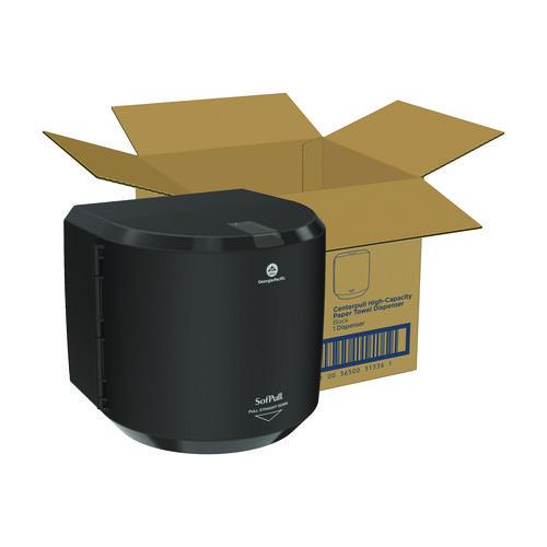Image of Georgia Pacific® Professional 58201B SofPull CenterPull Hand Towel Dispenser, 10.13 x 10.58 x 11.33, Black